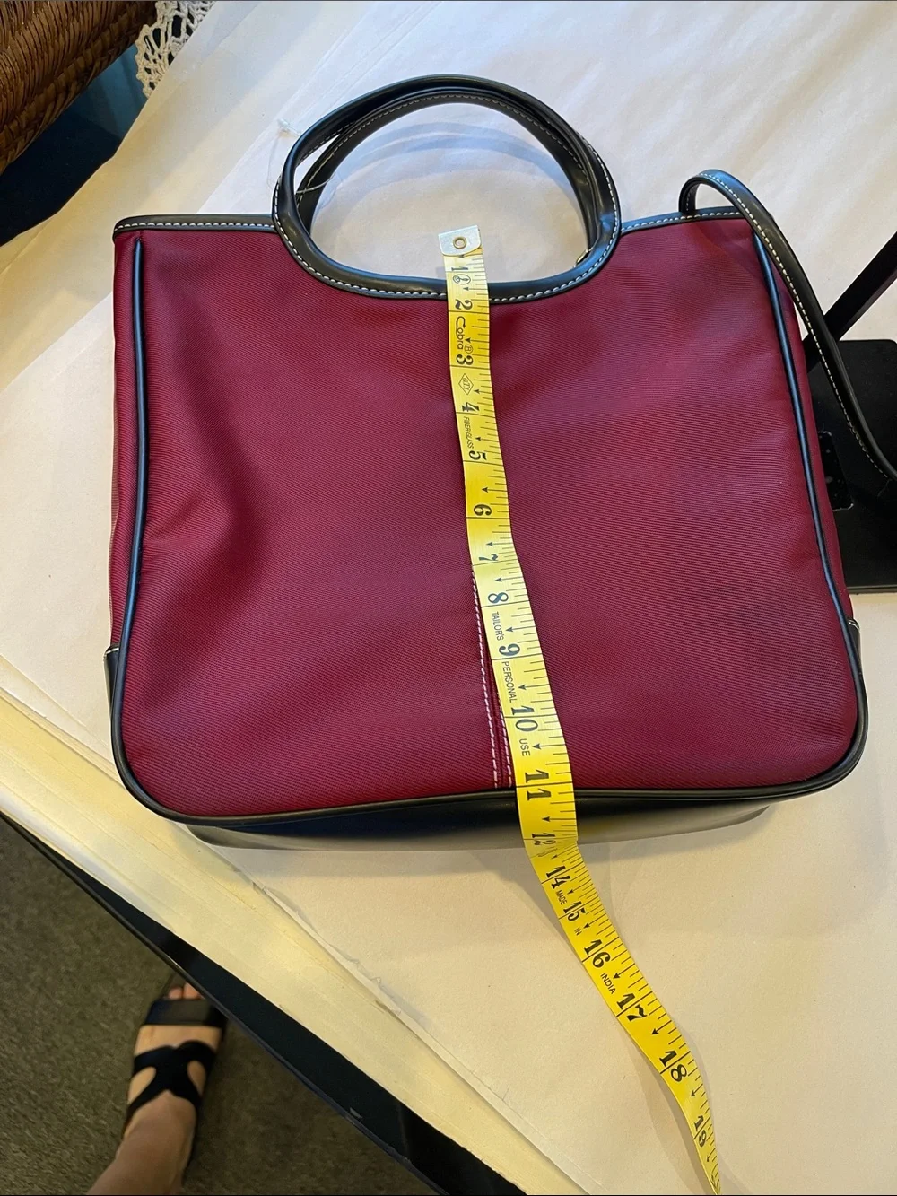 Charter Club Women’s Burgundy Tote Bag with Black Trim